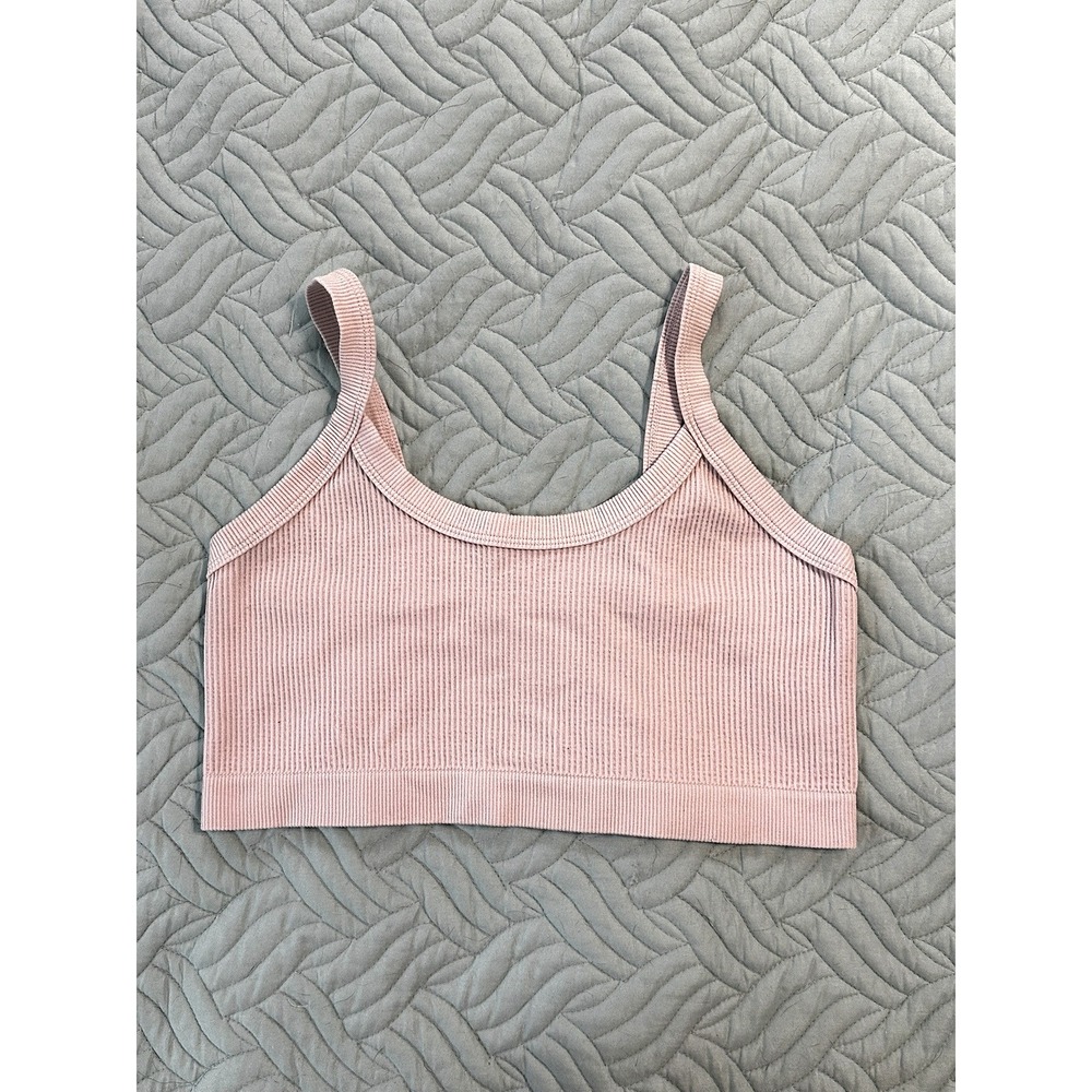 Unbranded Pink Ribbed Seamless Crop Tank‎ Top XL